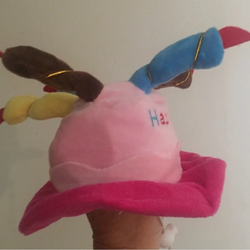 Dogs “Happy Birthday' Plush Hat with Colorful Candles